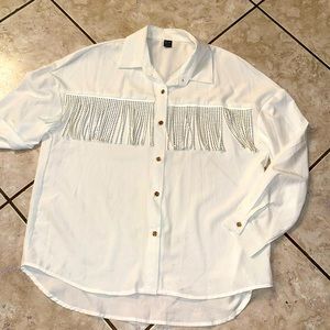 White Cowboy Button Up Shirt
